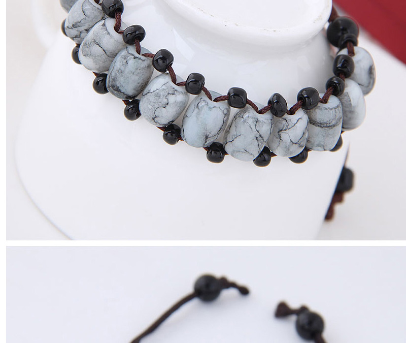 Fashion Gray Beads Decorated Pure Color Bracelet,Fashion Bracelets