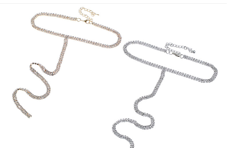 Fashion Silver Color Full Diamond Decorated Necklace,Multi Strand Necklaces