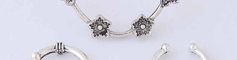 Fashion Antique Silver Flower Decorated Pure Color Earrings (3pcs),Earrings set