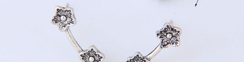 Fashion Antique Silver Flower Decorated Pure Color Earrings (3pcs),Earrings set