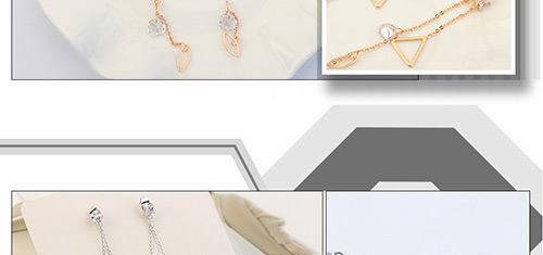 Fashion Gold Color Triangle Shape Decorated Long Earrings,Crystal Earrings