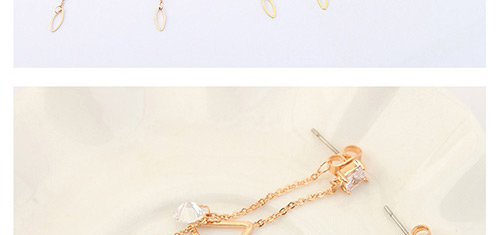 Fashion Rose Gold Triangle Shape Decorated Long Earrings,Crystal Earrings