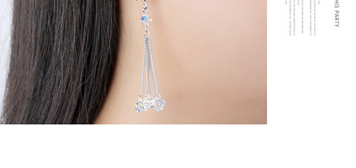 Fashion White Round Shape Decorated Earrings,Crystal Earrings