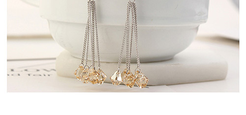 Fashion Champagne Round Shape Decorated Earrings,Crystal Earrings