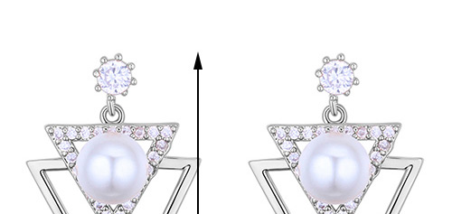 Elegant Rose Gold Triangle Shape Decorated Earrings,Crystal Earrings