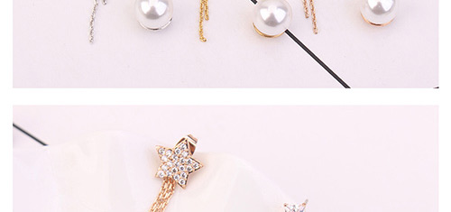 Elegant Rose Gold Star Shape Decorated Tassel Earrings,Crystal Earrings