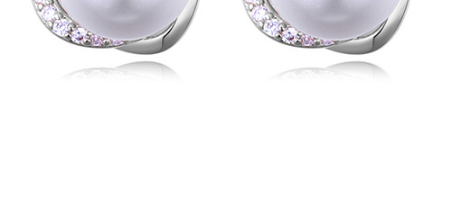 Elegant Silver Color Round Shape Decorated Earrings,Crystal Earrings