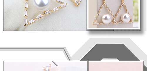 Elegant Gold Color Triangle Shape Decorated Earrings,Crystal Earrings