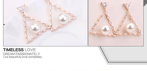Elegant Silver Color Triangle Shape Decorated Earrings,Crystal Earrings
