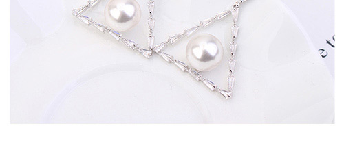 Elegant Silver Color Triangle Shape Decorated Earrings,Crystal Earrings
