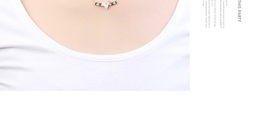 Elegant Silver Color V Shape Decorated Necklace,Crystal Necklaces