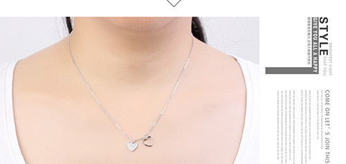 Elegant Silver Color Heart Shape Decorated Necklace,Crystal Necklaces