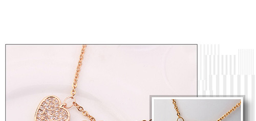 Elegant Gold Color Heart Shape Decorated Necklace,Crystal Necklaces