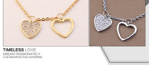 Elegant Rose Gold Heart Shape Decorated Necklace,Crystal Necklaces