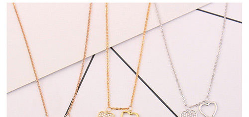 Elegant Gold Color Heart Shape Decorated Necklace,Crystal Necklaces