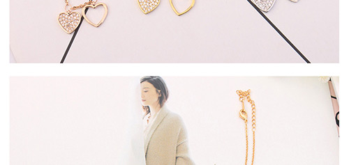 Elegant Rose Gold Heart Shape Decorated Necklace,Crystal Necklaces