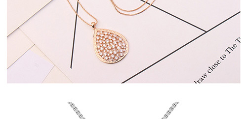 Elegant Gold Color Waterdrop Shape Decorated Necklace,Crystal Necklaces