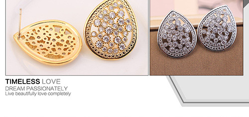Elegant Gold Color Waterdrop Shape Decorated Earrings,Crystal Earrings