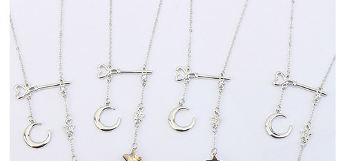 Elegant Multi-color Key Shape Decorated Necklace,Crystal Necklaces