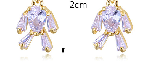 Elegant Rose Gold Bear Shape Decorated Earrings,Crystal Earrings