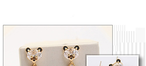 Elegant Silver Color Bear Shape Decorated Earrings,Crystal Earrings