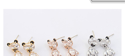 Elegant Gold Color Bear Shape Decorated Earrings,Crystal Earrings
