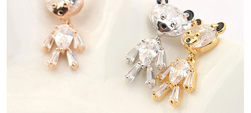 Elegant Silver Color Bear Shape Decorated Earrings,Crystal Earrings