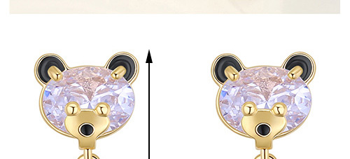 Elegant Rose Gold Bear Shape Decorated Earrings,Crystal Earrings