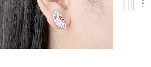 Elegant Gold Color Fan Shape Decorated Earrings,Crystal Earrings