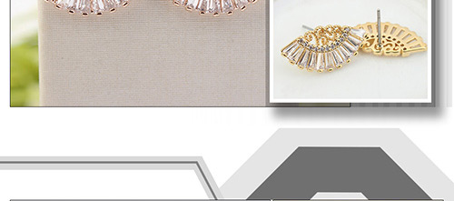 Elegant Rose Gold Fan Shape Decorated Earrings,Crystal Earrings