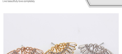 Elegant Silver Color Fan Shape Decorated Earrings,Crystal Earrings