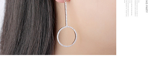 Elegant Silver Color Round Shape Decorated Earrings,Crystal Earrings