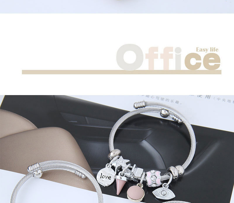 Fashion Silver Color+pink Star&eye Shape Decorated Bracelet,Fashion Bracelets