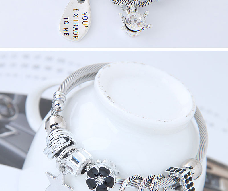 Fashion Silver Color+black Flower&star Shape Decorated Bracelet,Fashion Bracelets