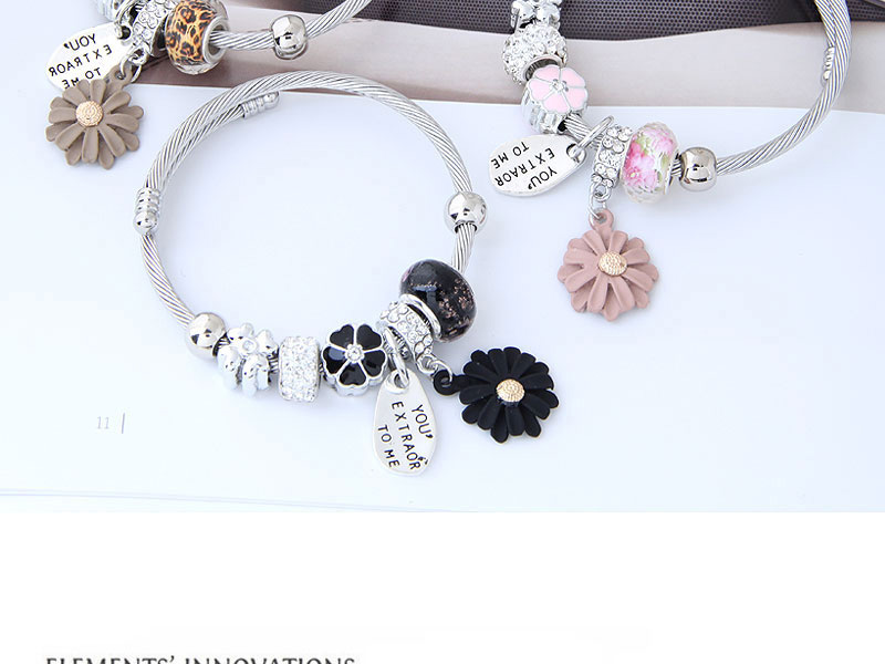 Fashion Silver Color+light Coffee Flower Shape Decorated Bracelet,Fashion Bracelets