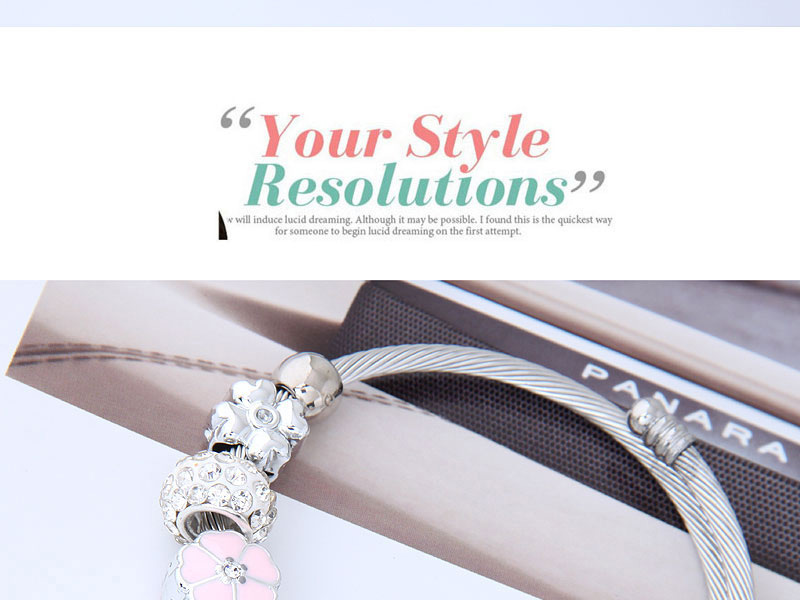 Fashion Pink+silver Color Flower Shape Decorated Bracelet,Fashion Bracelets
