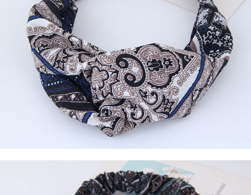 Fashion Brown+blue Flower Pattern Decorated Hair Band,Hair Ribbons