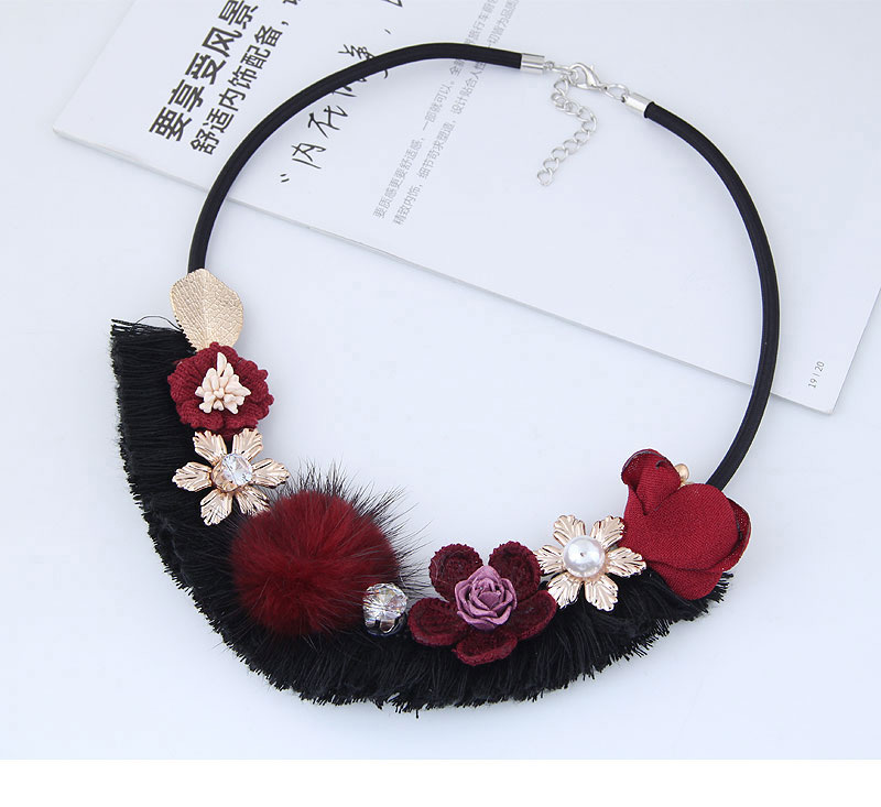 Fashion Red Flower Shape Decorated Necklace,Thin Scaves