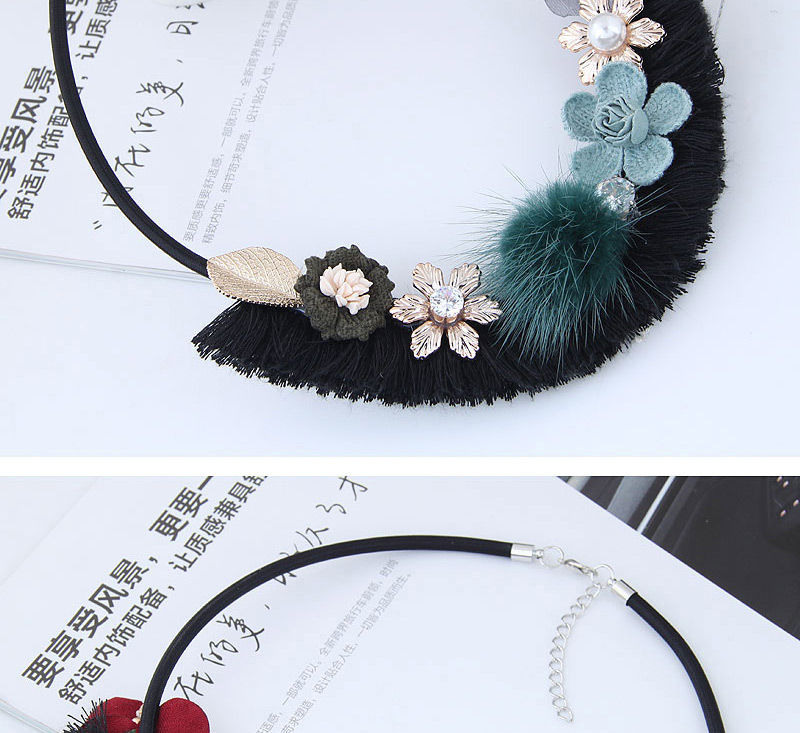 Fashion Green+gray Flower Shape Decorated Necklace,Thin Scaves