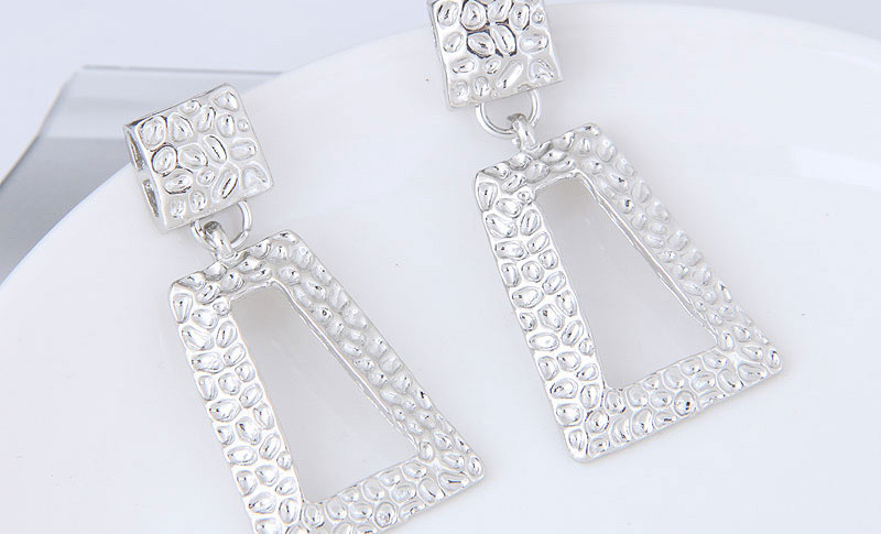 Trendy Silver Color Geometric Shape Decorated Pure Color Earrings,Drop Earrings