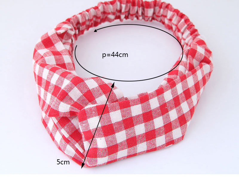 Trendy Red+white Grid Pattern Decorated Cross Design Hair Band,Hair Ribbons