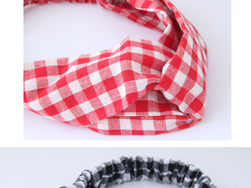 Trendy Coffee+white Grid Pattern Decorated Cross Design Hair Band,Hair Ribbons