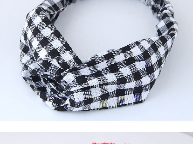 Trendy Red+white Grid Pattern Decorated Cross Design Hair Band,Hair Ribbons