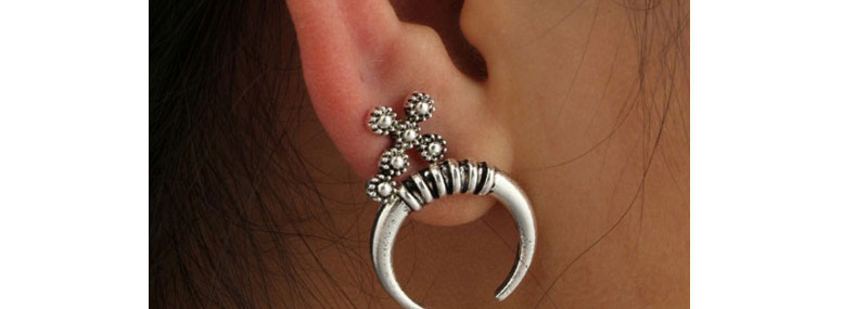 Persoanlity Silver Color Cross Shape Decorated Earrings (3pcs),Hoop Earrings