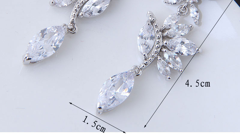 Elegant White Oval Shape Diamond Decorated Earrings,Drop Earrings