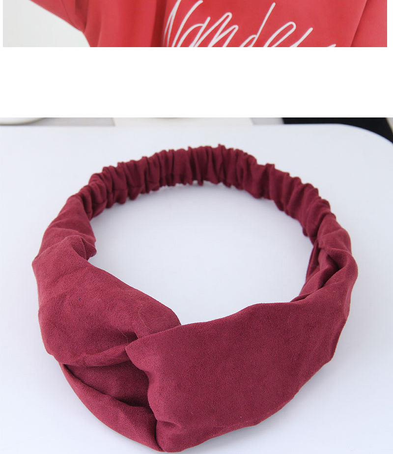 Fashion Claret Red Pure Color Decorated Headband,Hair Ribbons