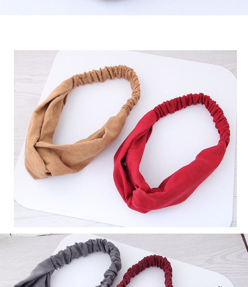 Fashion Khaki Pure Color Decorated Headband,Hair Ribbons