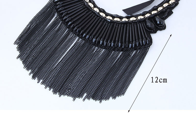 Fashion Black Long Tassel Decorated Simple Necklace,Bib Necklaces