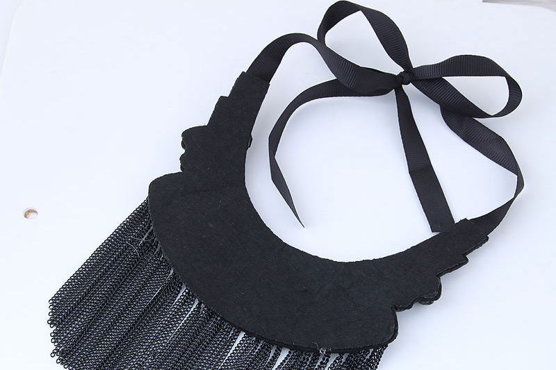Fashion Black Long Tassel Decorated Simple Necklace,Bib Necklaces