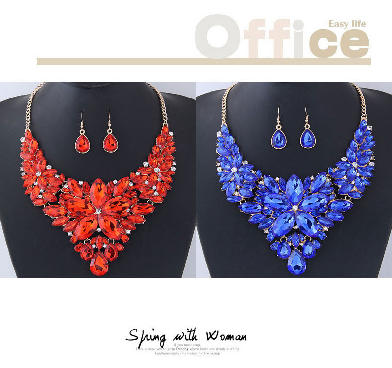 Fashion Red Gemstone Decorated Pure Color Jewelry Sets,Jewelry Sets